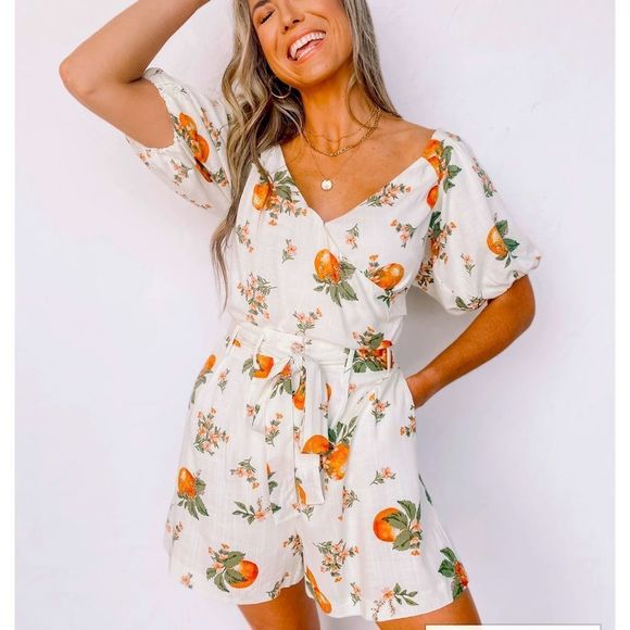 🆕NWT SUGARLIPS PUFF SLEEVE CITRUS CROP TOP - Picture 10 of 12